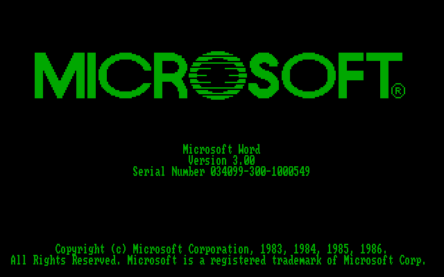 Microsoft Word 3.0 for DOS - Splash